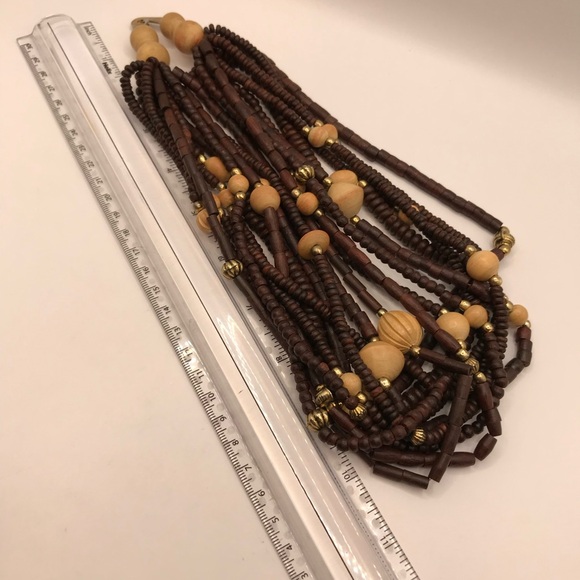 Tribal Inspired Multi Strand Wood Bead Necklace - Picture 7 of 7